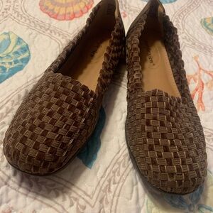 Comfortview Bethany Velvet Woven Brown Loafers - Size:  8 Wide